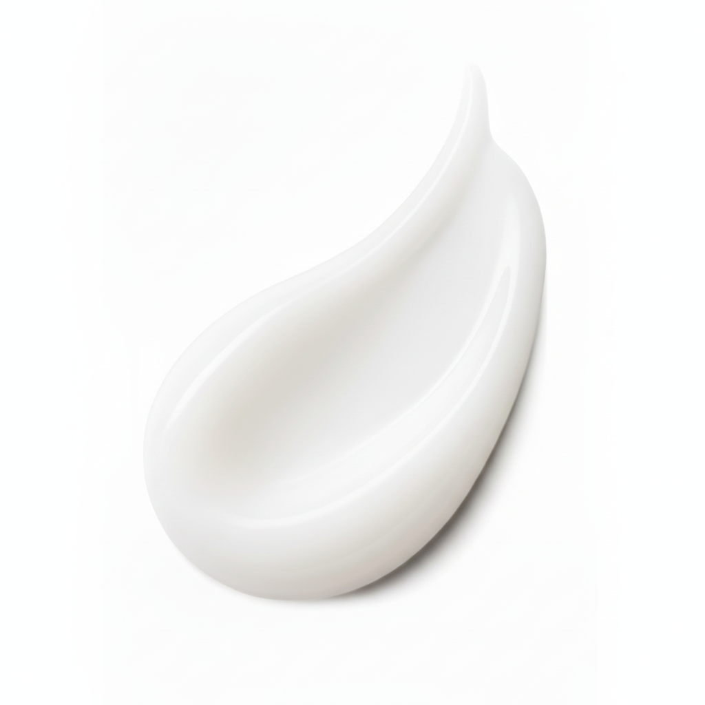 White cream droplet on a white background