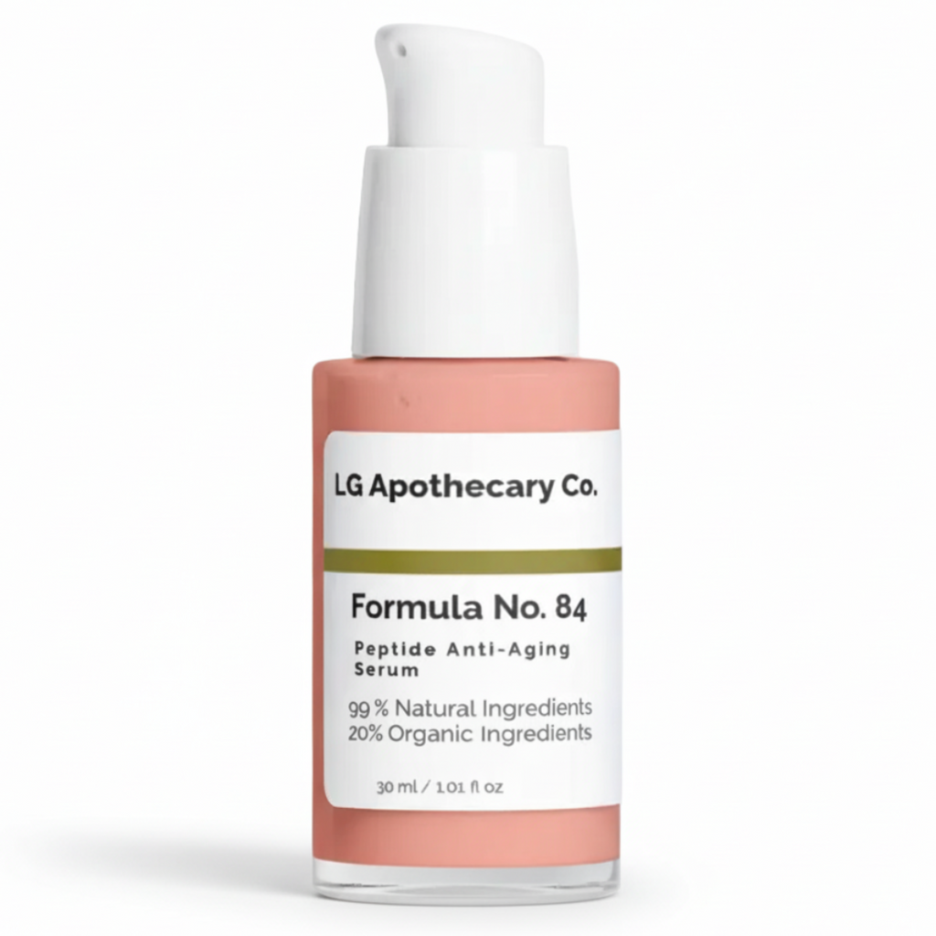LG Apothecary Co. Formula No. 84 Peptide Anti-Aging Serum bottle on a white background