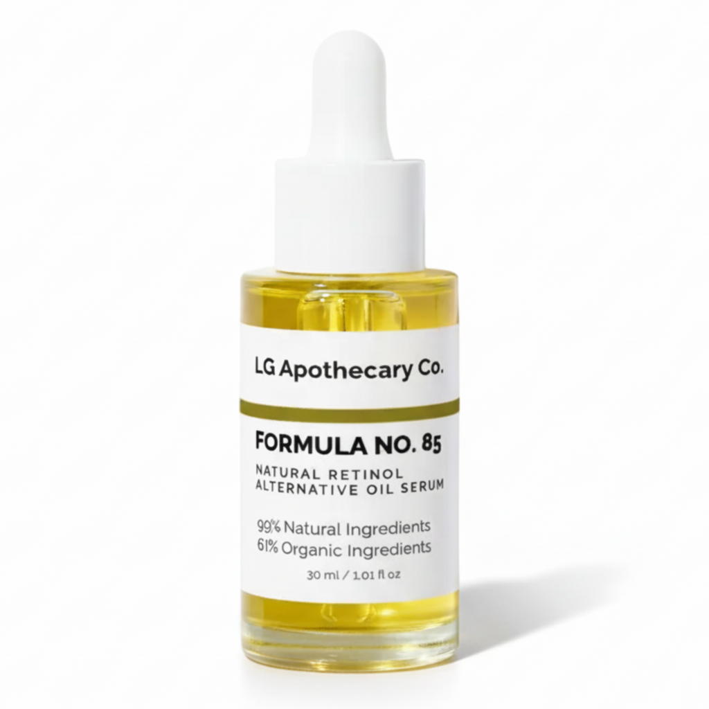 LG Apothecary Co. oil serum bottle on a white background