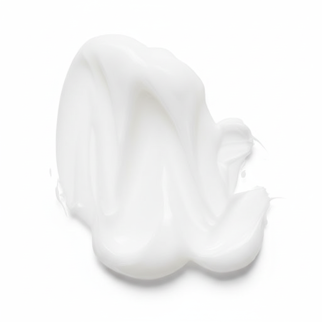 White cream swatch on a white background