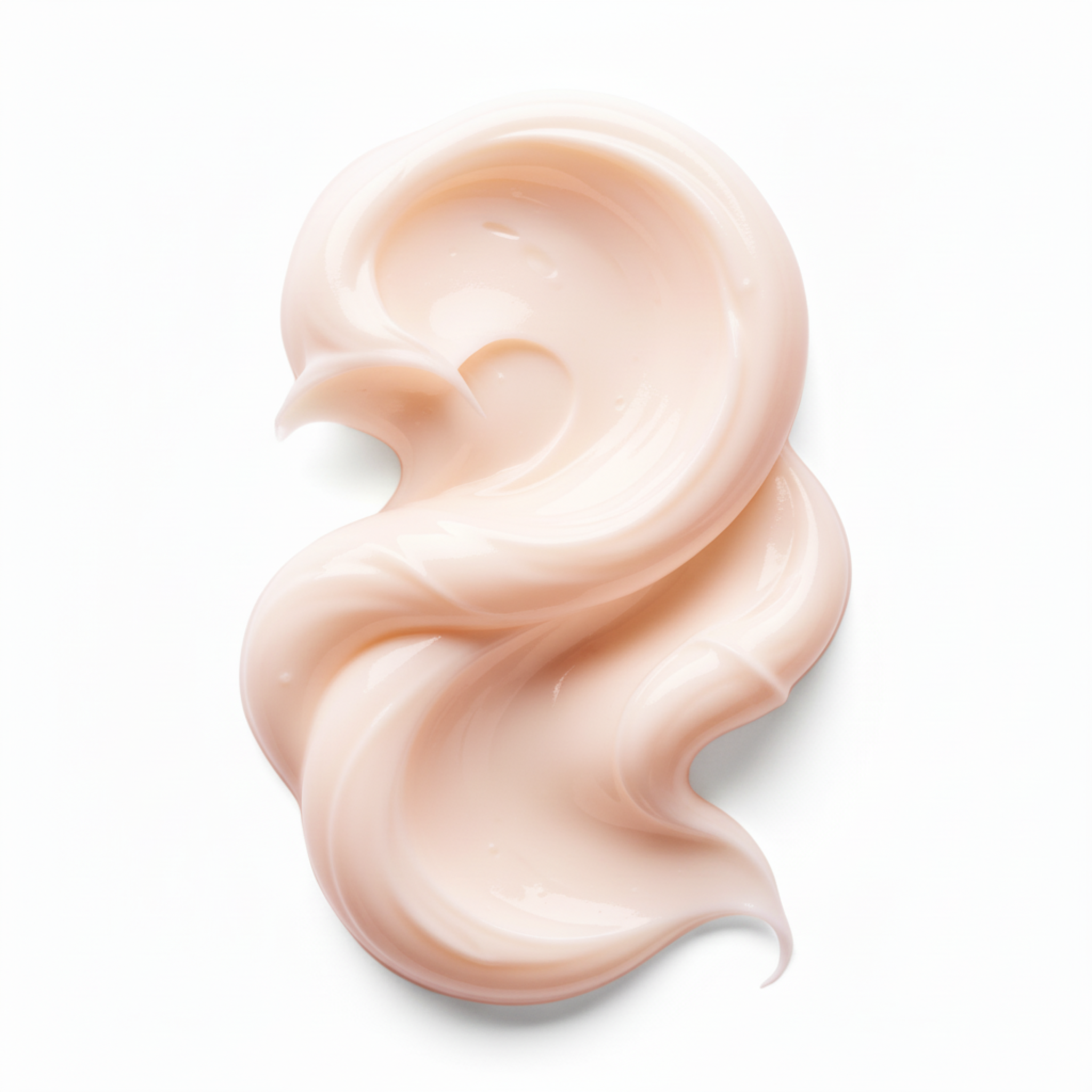 Swirl of light pink cream on a white background